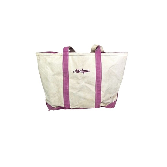 Vintage 90s LL Bean Boat And Tote Bag Large Zipper Magenta Pink USA Distressed
